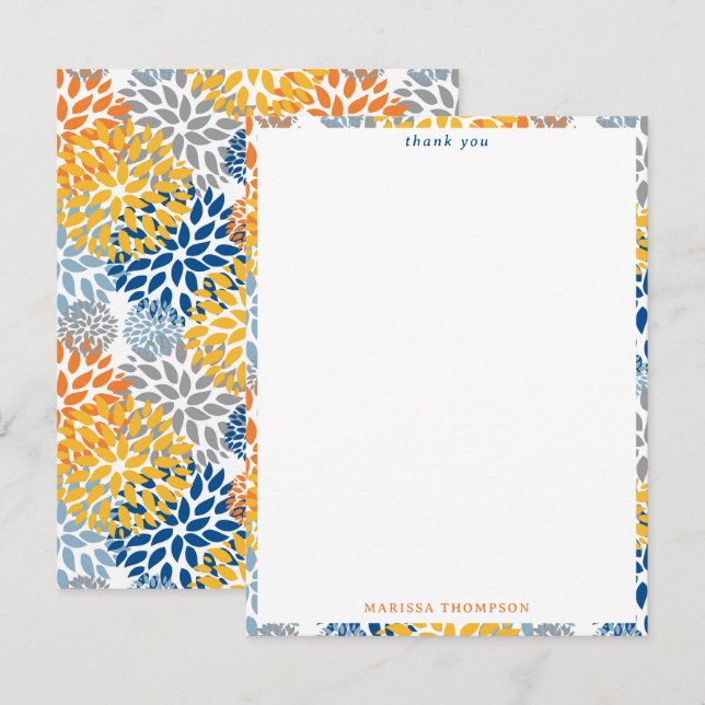 Summer Floral Abstract Bright Colours Pattern Thank You Card (Front/Back)