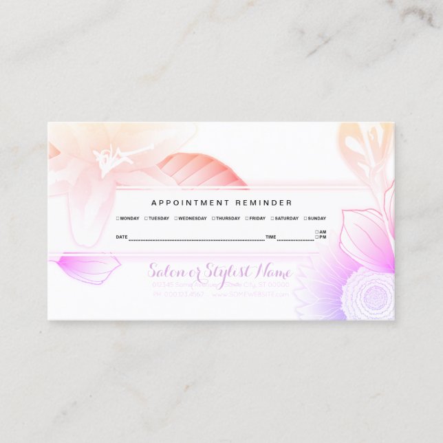 summer floral appointment reminder card (Front)