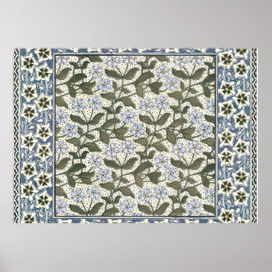 Summer Floral Blue Flower Floral Pattern Poster