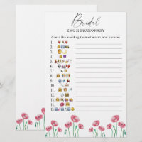 Summer floral bridal shower emoji pictionary game
