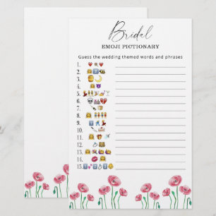 Summer floral bridal shower emoji pictionary game