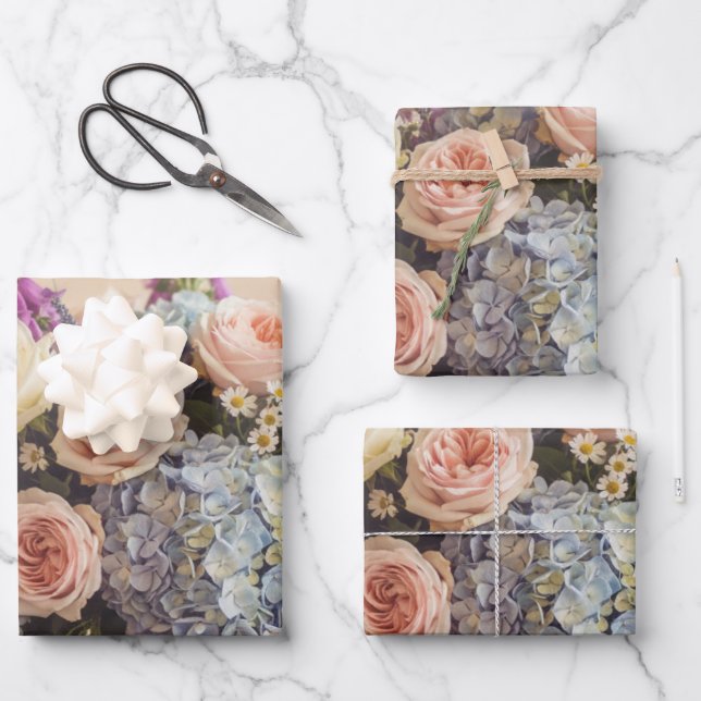 Summer Floral colorful bouquet Wrapping Paper Sheet (Front)