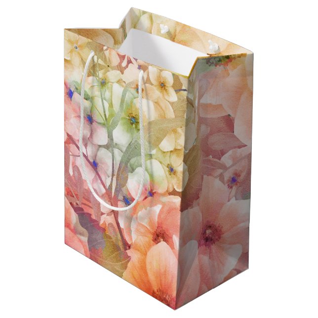 Summer Floral Design Medium Gift Bag (Back Angled)