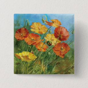 Summer Floral Field 2 Inch Square Button