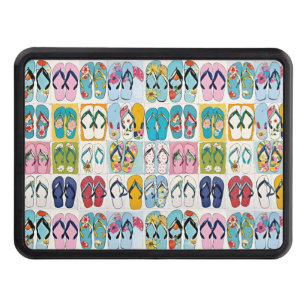 Summer Floral Flip Flops Colorful Trailer Hitch Cover