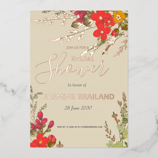 Summer Floral Garden Wildflowers Bridal Shower (Front)