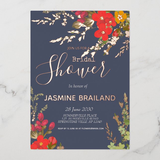 Summer Floral Garden Wildflowers Bridal Shower (Front)