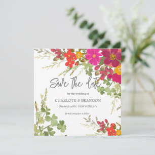 Summer Floral Garden Wildflowers Wedding  Invitation
