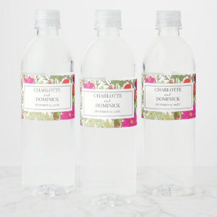 Summer Floral Garden Wildflowers Wedding  Water Bottle Label