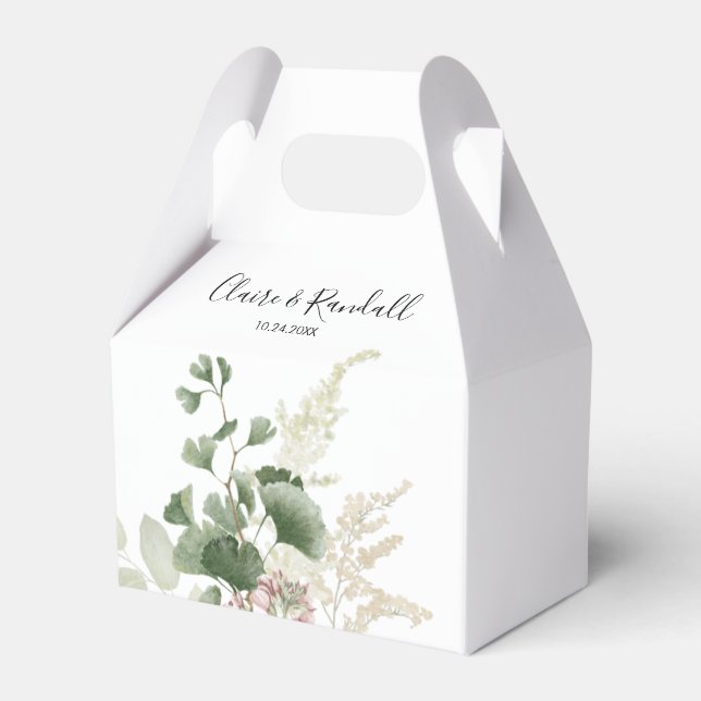 Summer Floral Green Foliage Wedding  Favor Box (Front Side)