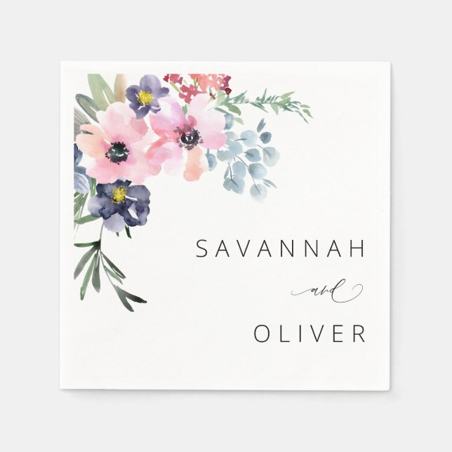 Summer Floral Name or Monogram Napkins (Front)