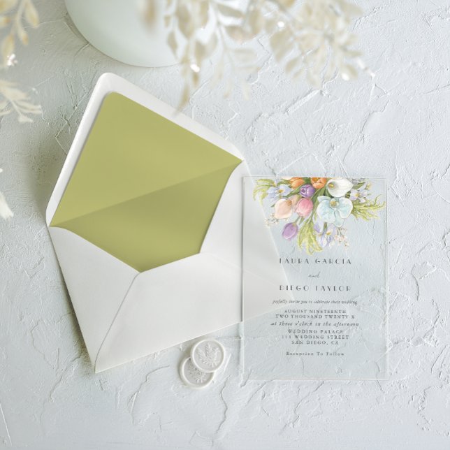 Summer Floral Pastel Wedding Acrylic Invitations (Creator Uploaded)