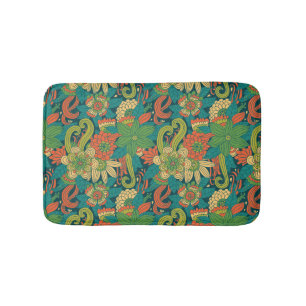 Summer floral pattern bath mat