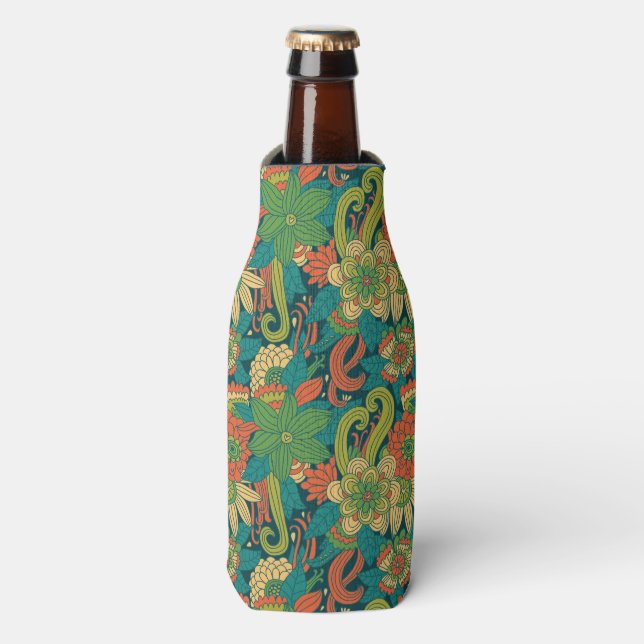 Summer floral pattern bottle cooler (Bottle Front)
