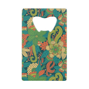 Summer floral pattern credit card bottle opener