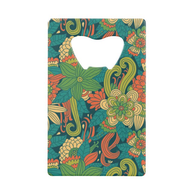 Summer floral pattern credit card bottle opener (Front)