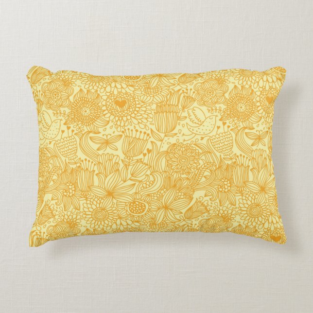 Summer floral pattern in warm colours accent pillow (Front)