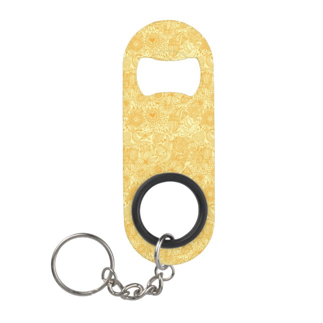 Summer floral pattern in warm colours keychain bottle opener (Front)