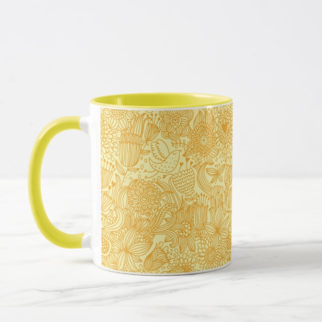 Summer floral pattern in warm colours mug (Left)