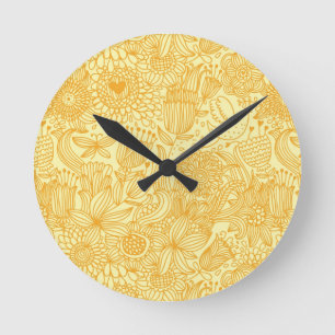 Summer floral pattern in warm colours round clock