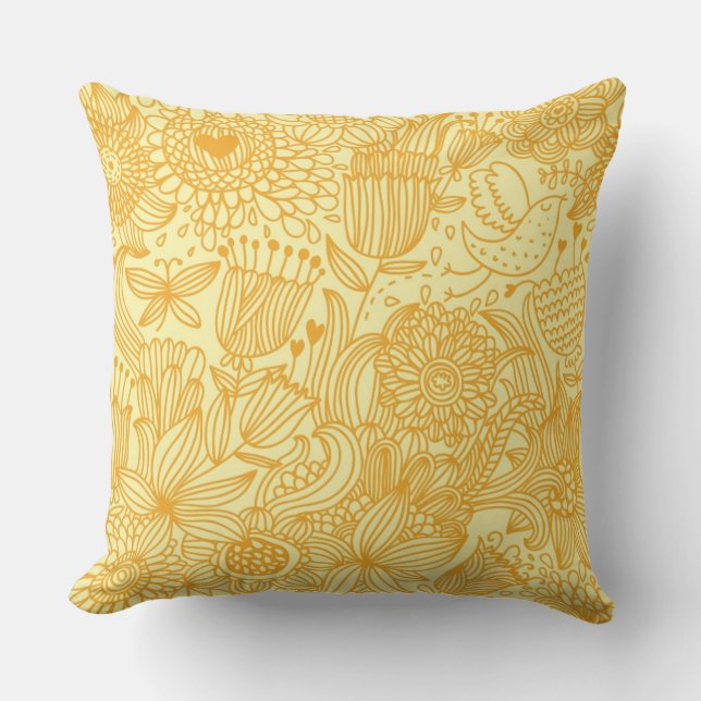 Summer floral pattern in warm colours throw pillow (Front)