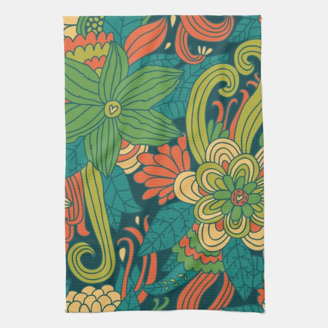 Summer floral pattern kitchen towel (Vertical)