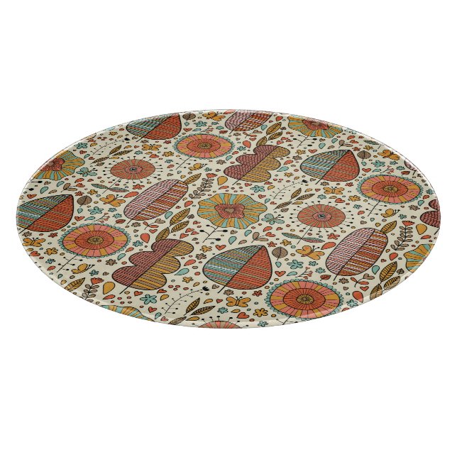 Summer floral pattern made of leaves cutting board (Corner)