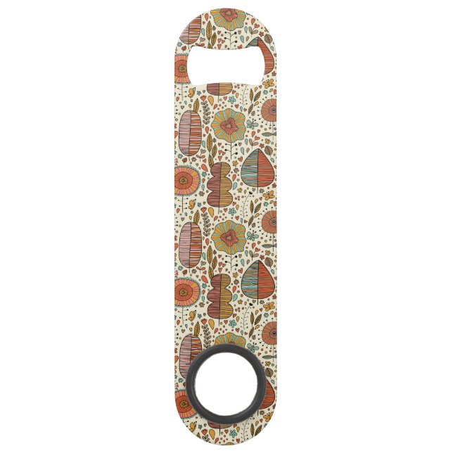 Summer floral pattern made of leaves speed bottle opener (Front)