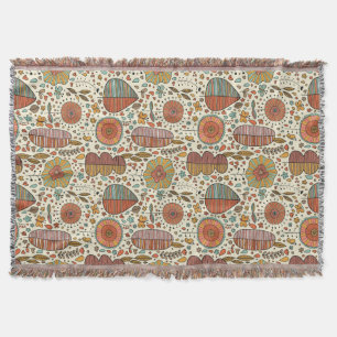 Summer floral pattern made of leaves throw blanket