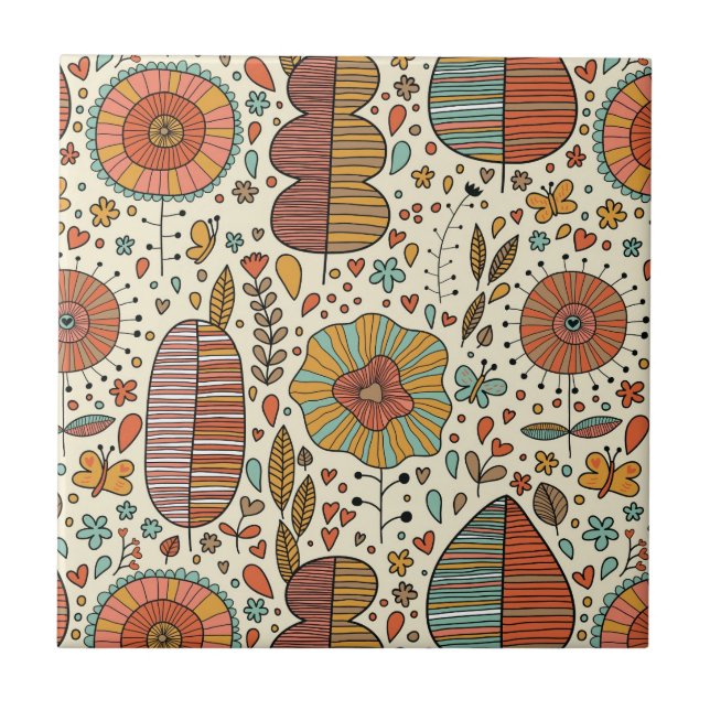 Summer floral pattern made of leaves tile (Front)