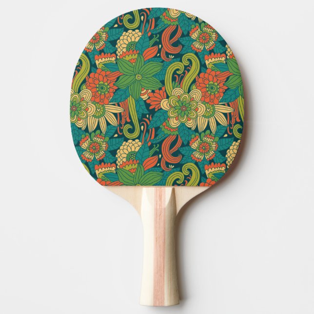 Summer floral pattern ping pong paddle (Front)
