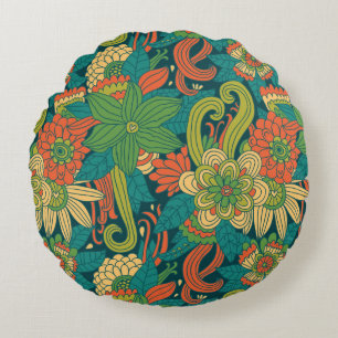 Summer floral pattern round pillow