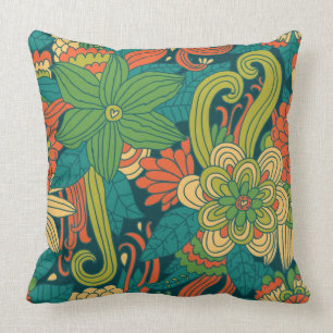 Summer floral pattern throw pillow