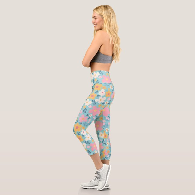 Summer Floral Print Capri Leggings (Left)