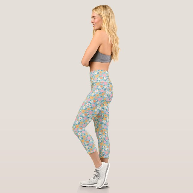 Summer Floral Print Capri Leggings (Left)
