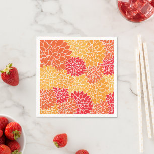 Summer /Floral Red/Orange/Yellow  Napkin