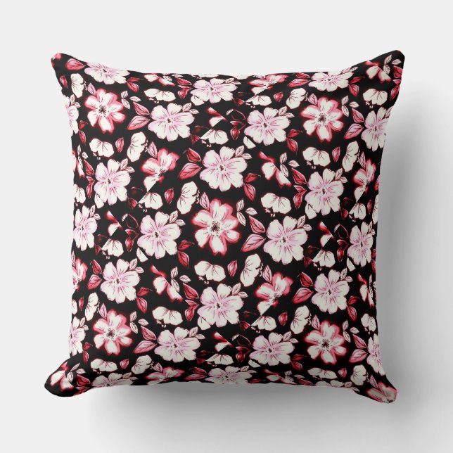 Summer Floral Throw Pillow (Front)