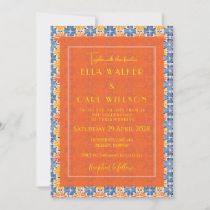 Summer Floral Tile Pattern Wedding Invitation