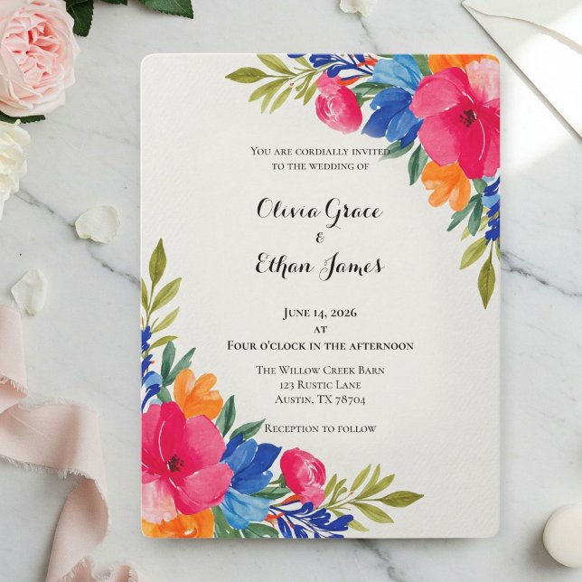Summer Floral Wedding Invitations - Floral Design (Creator Uploaded)