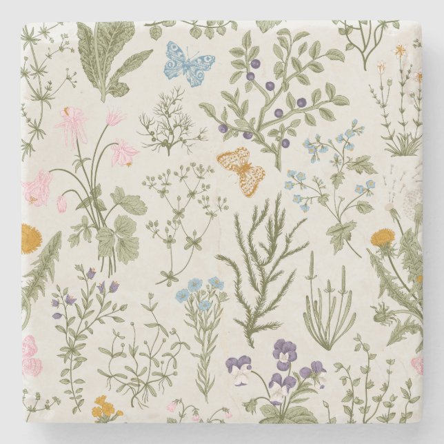 Summer Floral Wildflowers Stone Coaster (Front)