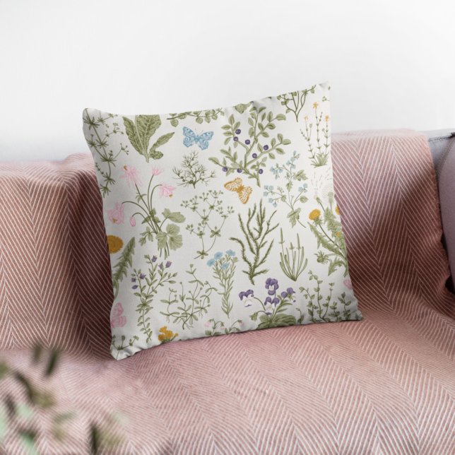 Summer Floral Wildflowers Throw Pillow (Creator Uploaded)