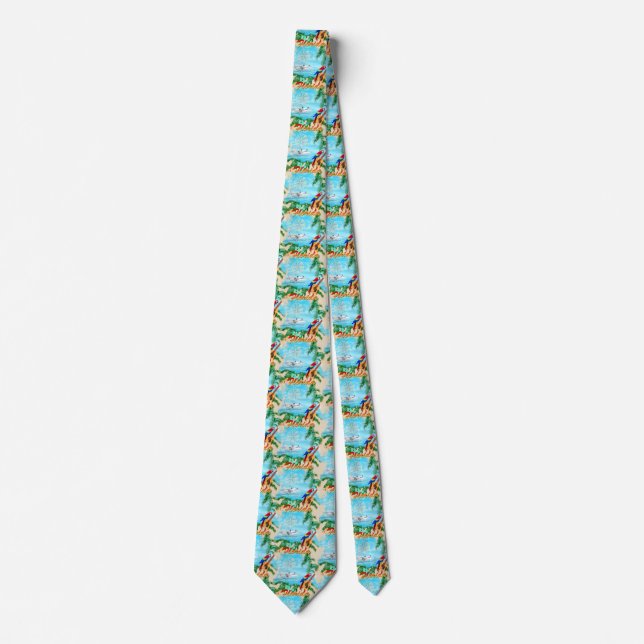 Summer Florida Seaplane Tropical Beach Coastal Tie (Front)