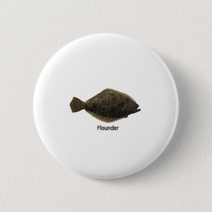 Summer Flounder (titled) 2 Inch Round Button
