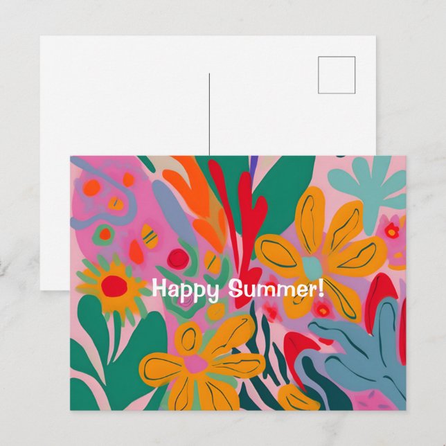 summer flower abstract pattern happy Summer Postcard (Front/Back)