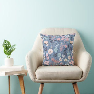 Summer Flower Abstract Throw Pillow