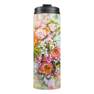 Summer flower background, bouquets of flowers thermal tumbler