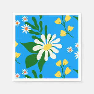 Summer Flower Bouquet on Blue Napkin