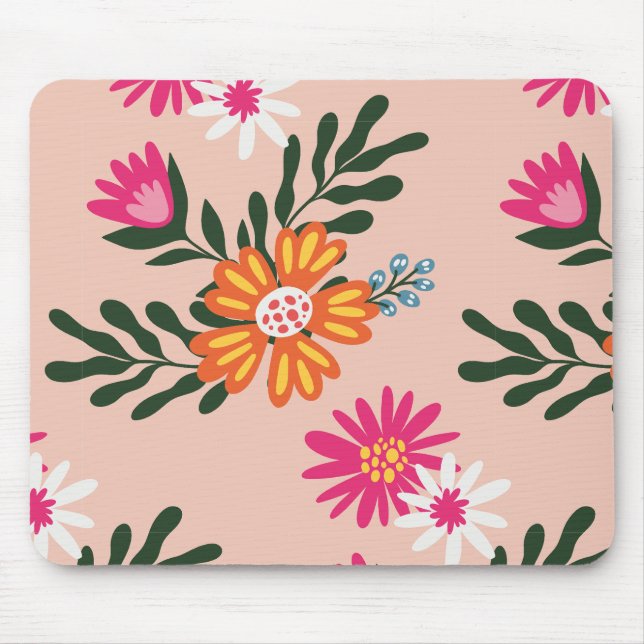 Summer Flower Bouquet On Pink Mouse Pad (Front)