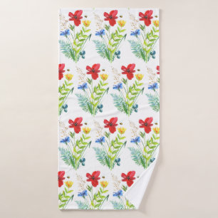 Summer Flower Garden Bathroom Towel 