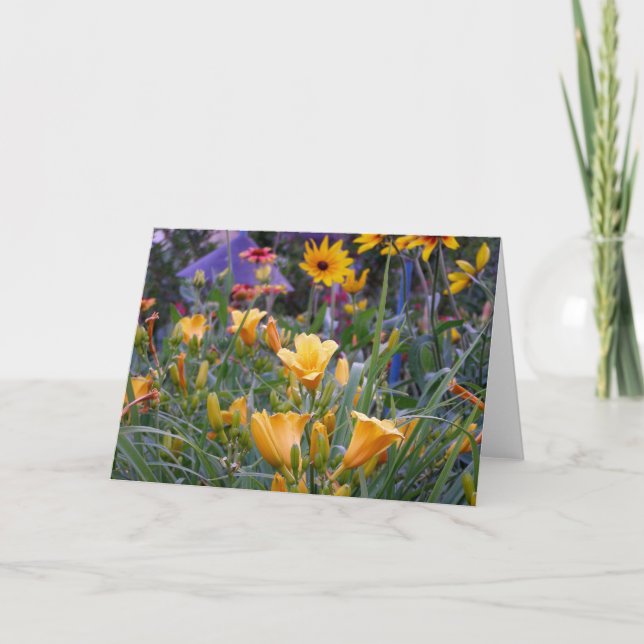 Summer flower garden fun colourful pretty photo card (Front)